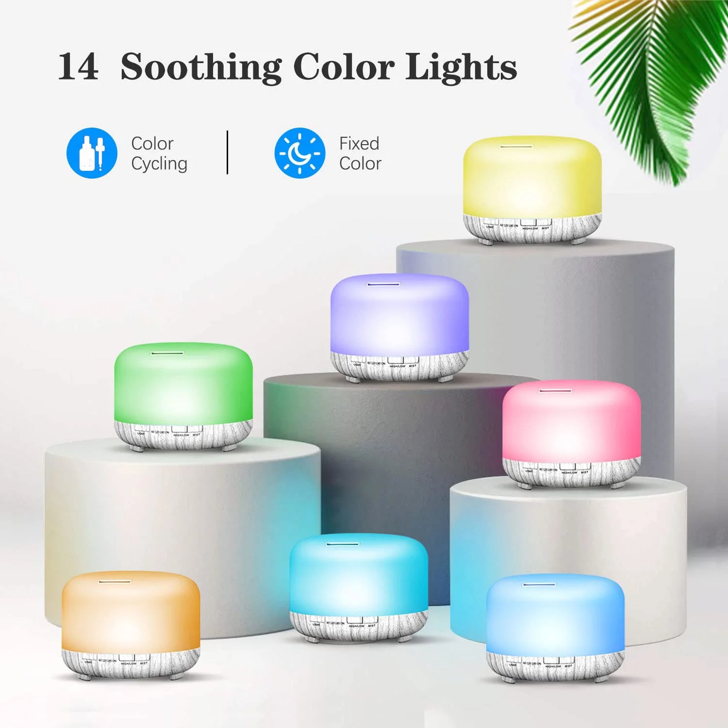 500ML Aroma Diffuser (Oils Optional), 5V 2A Essential Oil Aromatherapy Diffuser Humidifier with Remote Control for Home Office