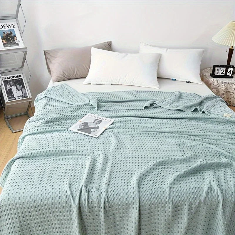 Soft Waffle Plaid Cotton Blanket for Bed Gauze Thin Towel Quilt Queen King Bedspread Blanket Throw Bed Sofa Cover Bedding