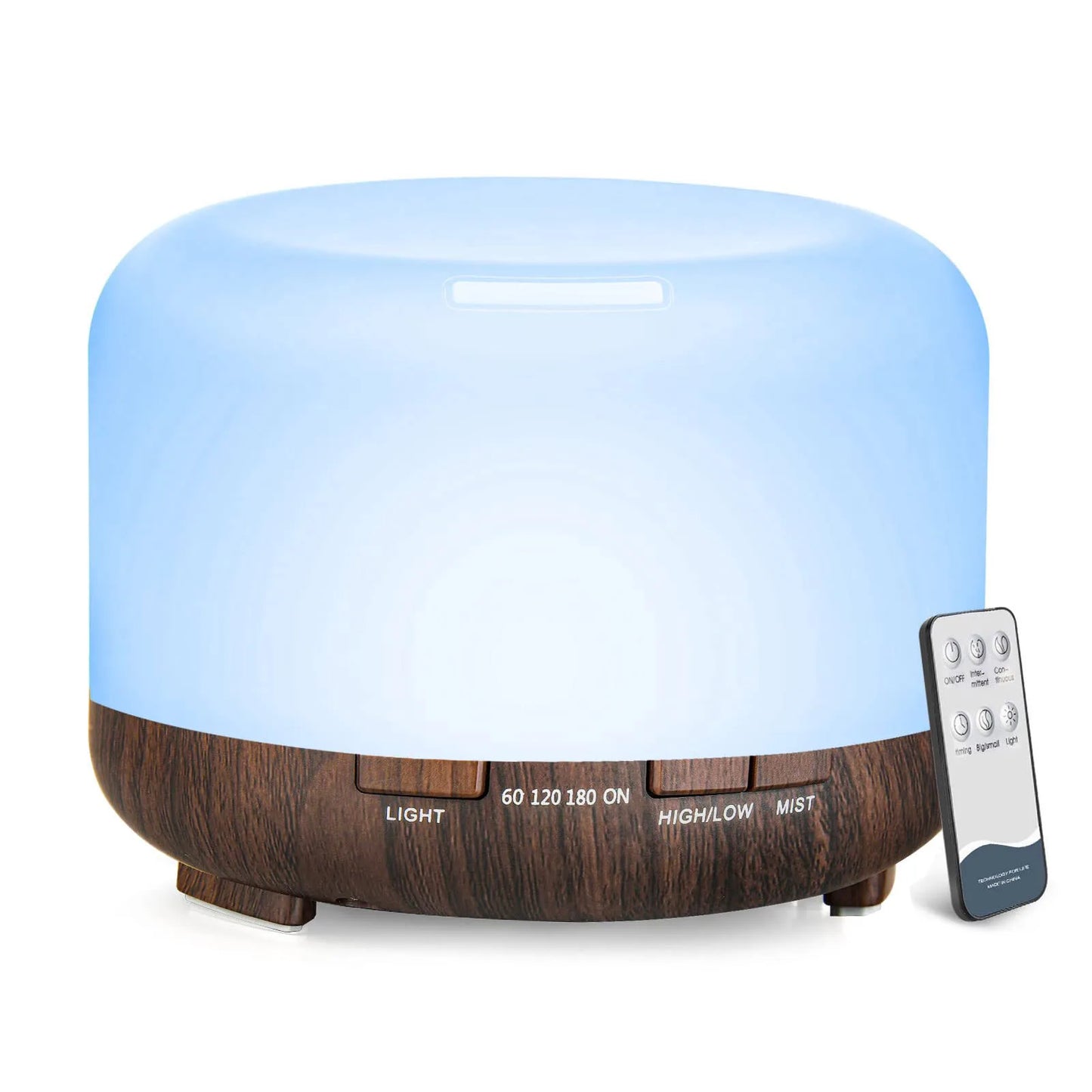 500ML Aroma Diffuser (Oils Optional), 5V 2A Essential Oil Aromatherapy Diffuser Humidifier with Remote Control for Home Office