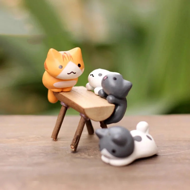 6Pcs Lucky Miniature Garden Hanging Cat
