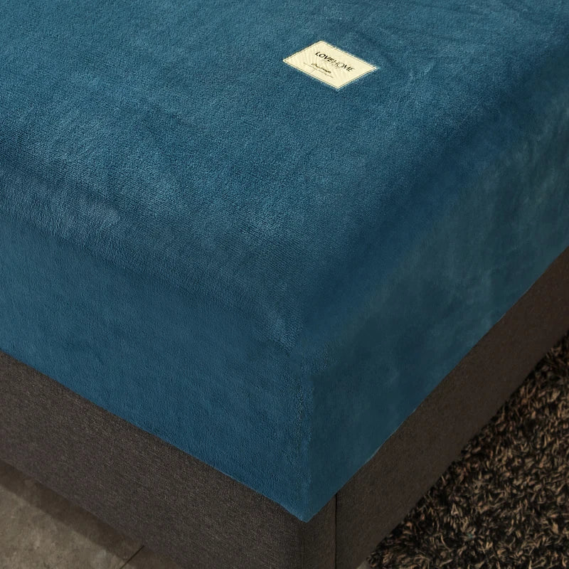 Super Soft Warm Flannel Solid Bed Fitted Sheet - Cozy Single or Double Bedding, Perfect for a Luxurious Night's Sleep