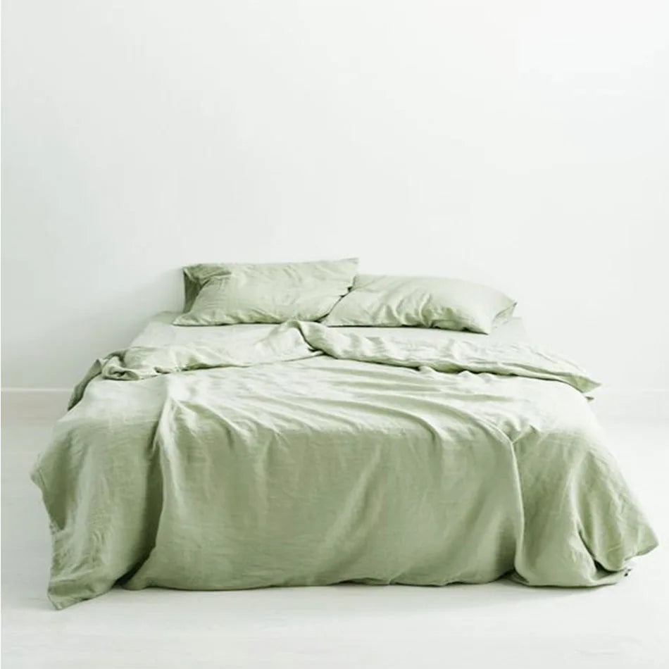 Pure Linen Bed Sheets Pillowcase Stone Washed France Linen Solid Color Breathable Home Textiles Bedding