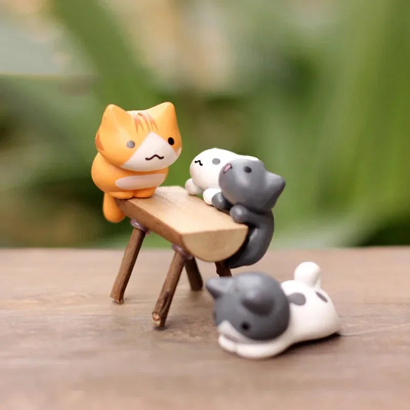 6Pcs Lucky Miniature Garden Hanging Cat