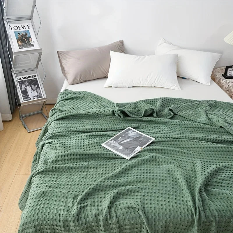 Soft Waffle Plaid Cotton Blanket for Bed Gauze Thin Towel Quilt Queen King Bedspread Blanket Throw Bed Sofa Cover Bedding