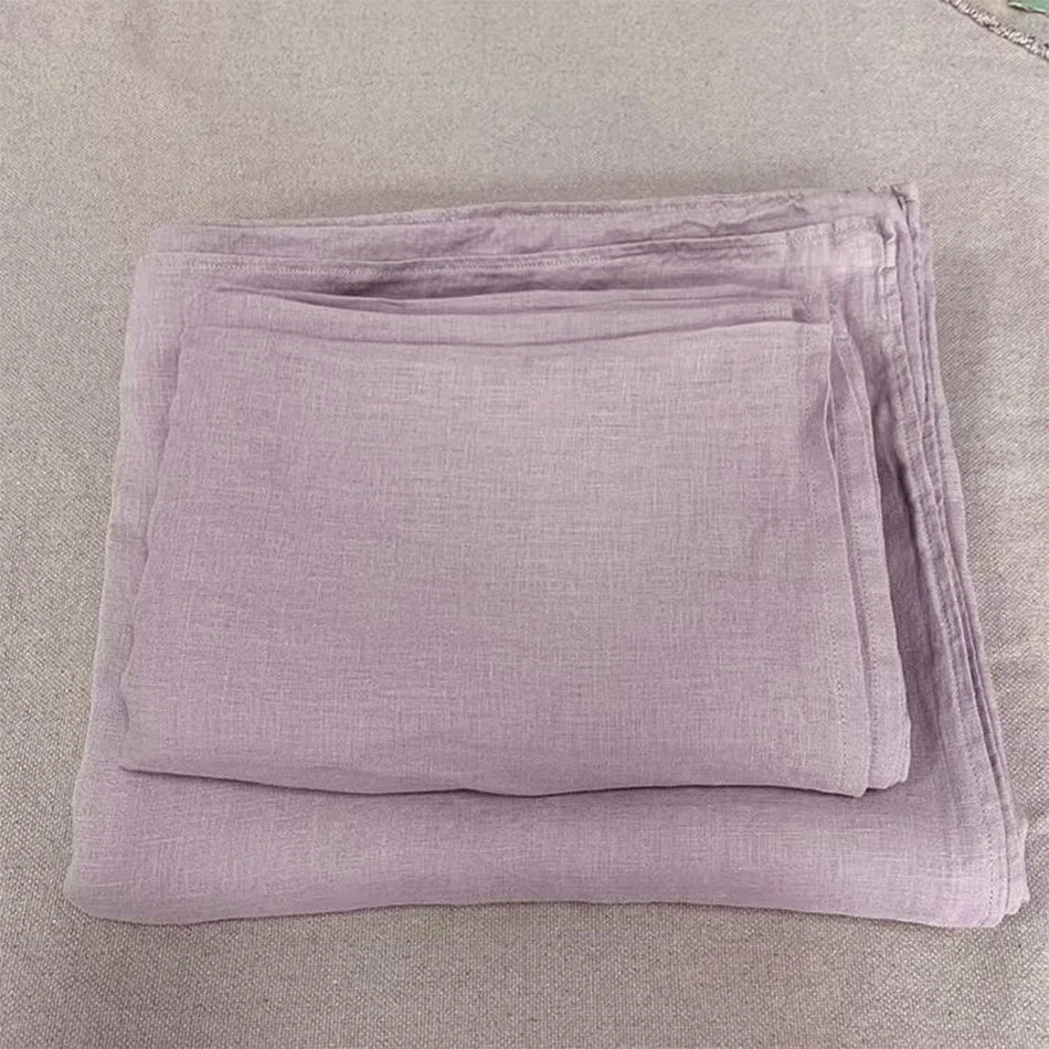 Pure Linen Bed Sheets Pillowcase Stone Washed France Linen Solid Color Breathable Home Textiles Bedding