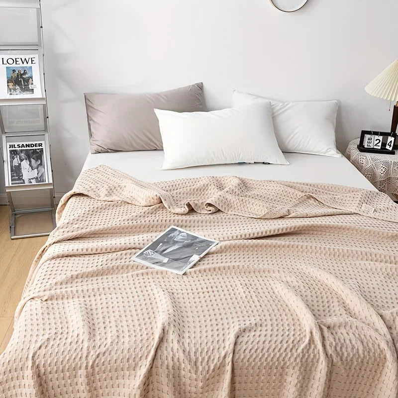 Soft Waffle Plaid Cotton Blanket for Bed Gauze Thin Towel Quilt Queen King Bedspread Blanket Throw Bed Sofa Cover Bedding