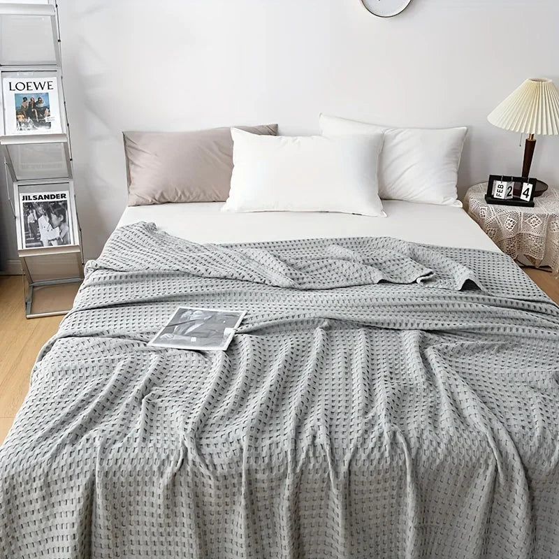 Soft Waffle Plaid Cotton Blanket for Bed Gauze Thin Towel Quilt Queen King Bedspread Blanket Throw Bed Sofa Cover Bedding