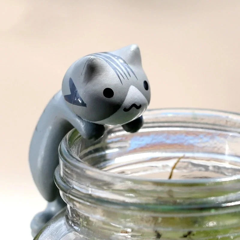 6Pcs Lucky Miniature Garden Hanging Cat
