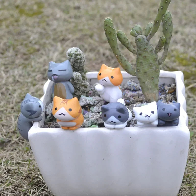 6Pcs Lucky Miniature Garden Hanging Cat