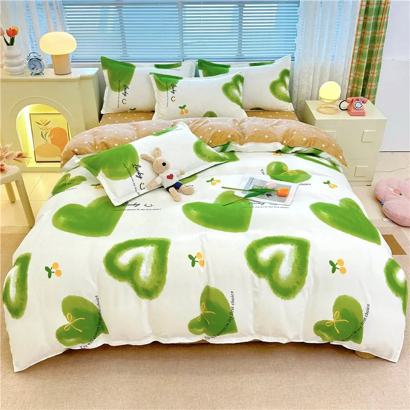 Nordic Thickened Brushed Bedding Sheet Sets Super Soft Skin Friendly Comforter Set Single Double Bed Linens for Four Seasons
