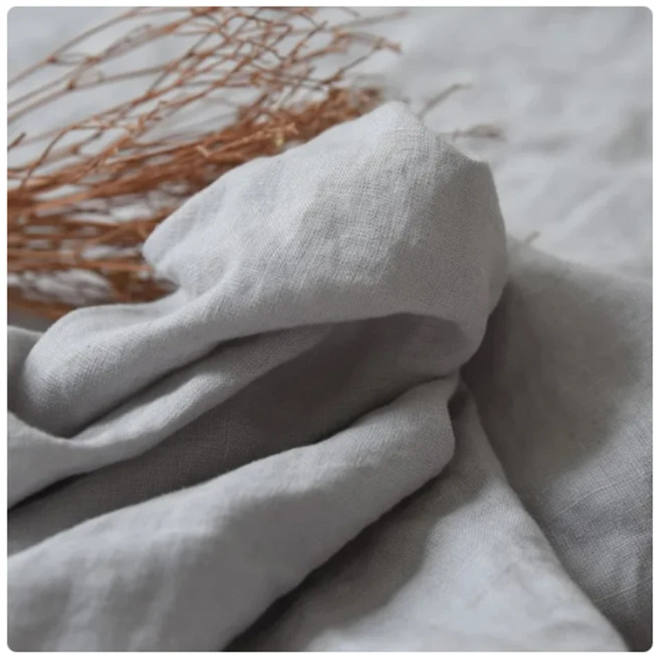 Pure Linen Bed Sheets Pillowcase Stone Washed France Linen Solid Color Breathable Home Textiles Bedding