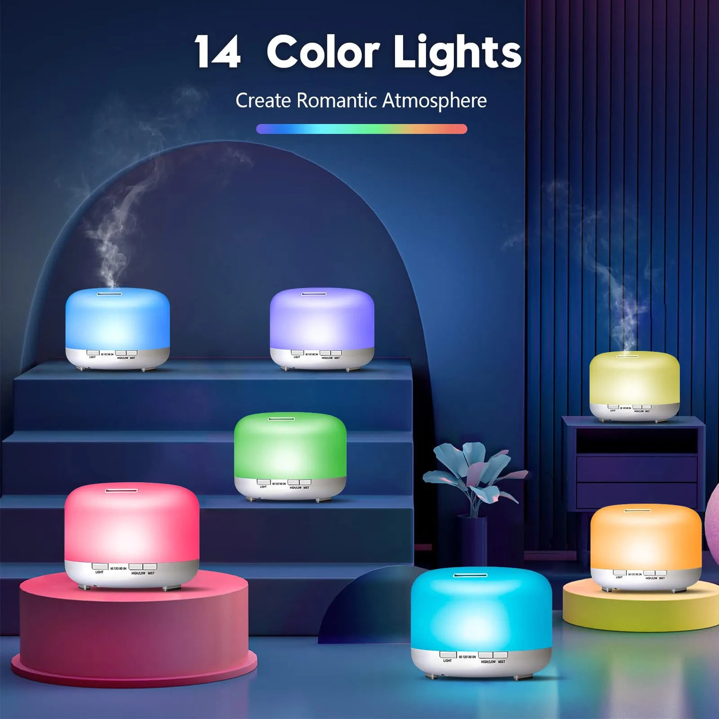 500ML Aroma Diffuser (Oils Optional), 5V 2A Essential Oil Aromatherapy Diffuser Humidifier with Remote Control for Home Office