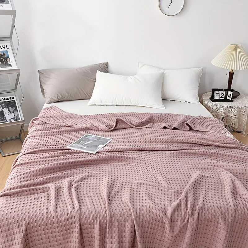 Soft Waffle Plaid Cotton Blanket for Bed Gauze Thin Towel Quilt Queen King Bedspread Blanket Throw Bed Sofa Cover Bedding