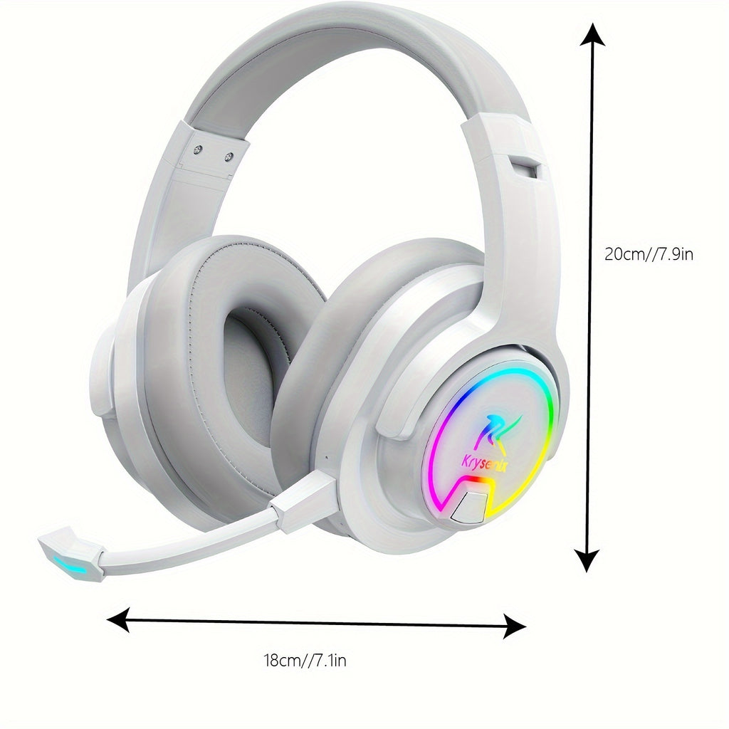 RGB Wireless Gaming Headset for PS FOUR, PS FIVE, PC - 2.4GHz 7.1 Surround Sound, ps five headset wireless BT Gaming Headphone with AI Detachable Noise Canceling Mic, 48-Hr Battery for Laptop, Switch, Mac, wireless gaming hea