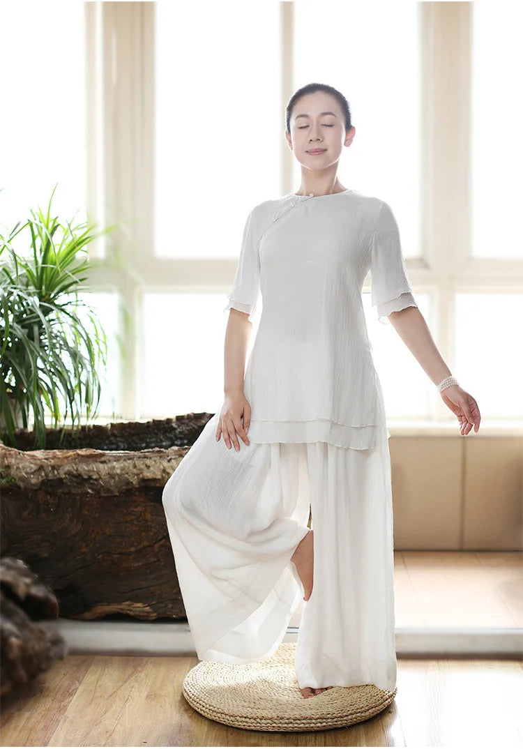 Soft Silk Bamboo Cotton Linen Fabric, Solid Color for Robe, Yoga Clothes, Gallus Lining, Thin, T878