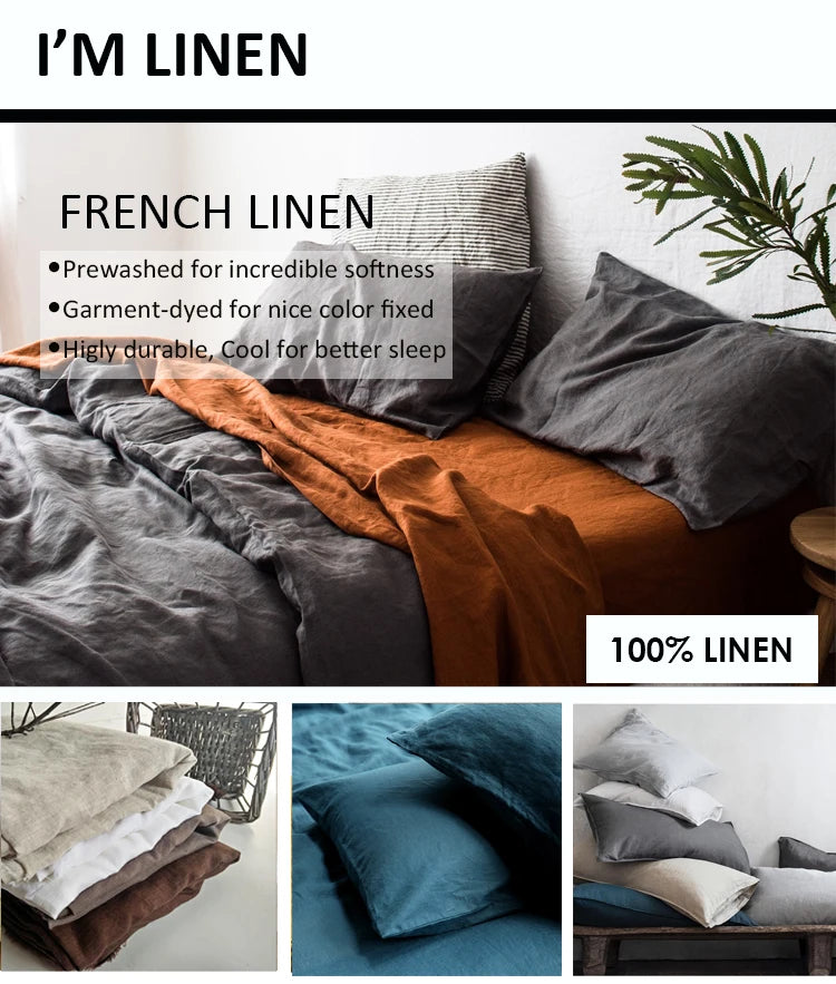 Pure Organic Flax Linen Bedding Set