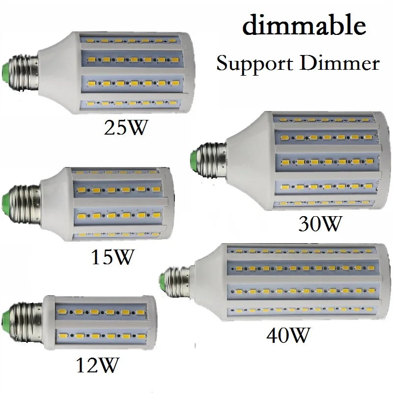 Dimmable 12W 15W 25W 30W 40W LED Lamp E27 E26 B22 E14 B15 Lighting Lampada Support Dimmer LED Light Dimming Corn Bulbs Spotlight