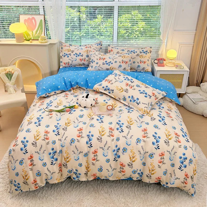 Nordic Thickened Brushed Bedding Sheet Sets Super Soft Skin Friendly Comforter Set Single Double Bed Linens for Four Seasons