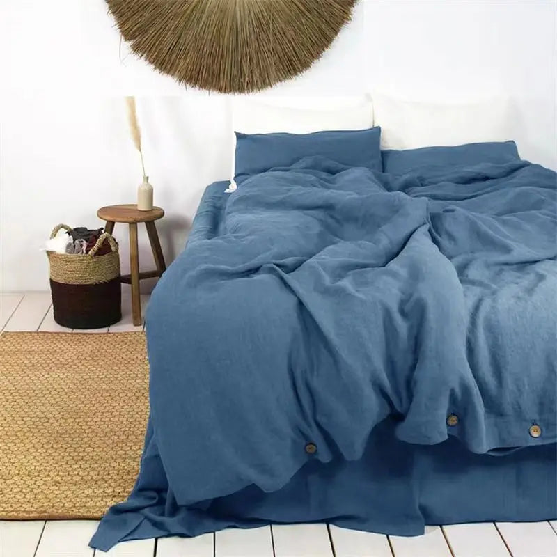 100% French Linen Natural Duvet Cover Bedding