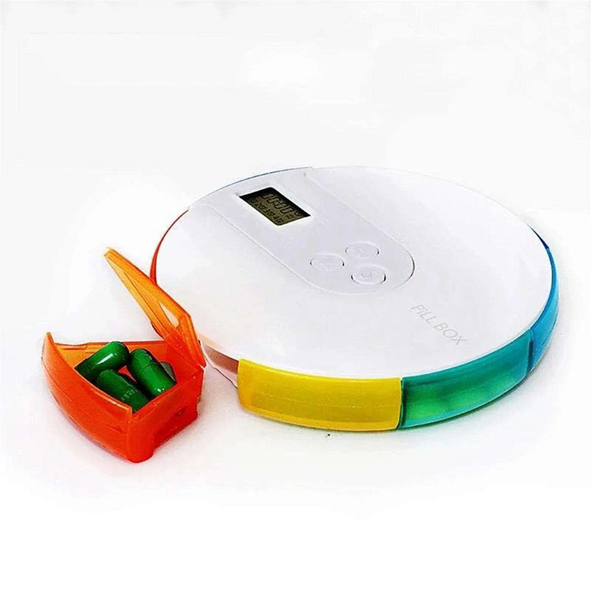 M05K 7-Day Automatic Pill Dispenser Weekly Smart Timing Pill Reminder for with Alarm,Portable Electronic Medication Organizer