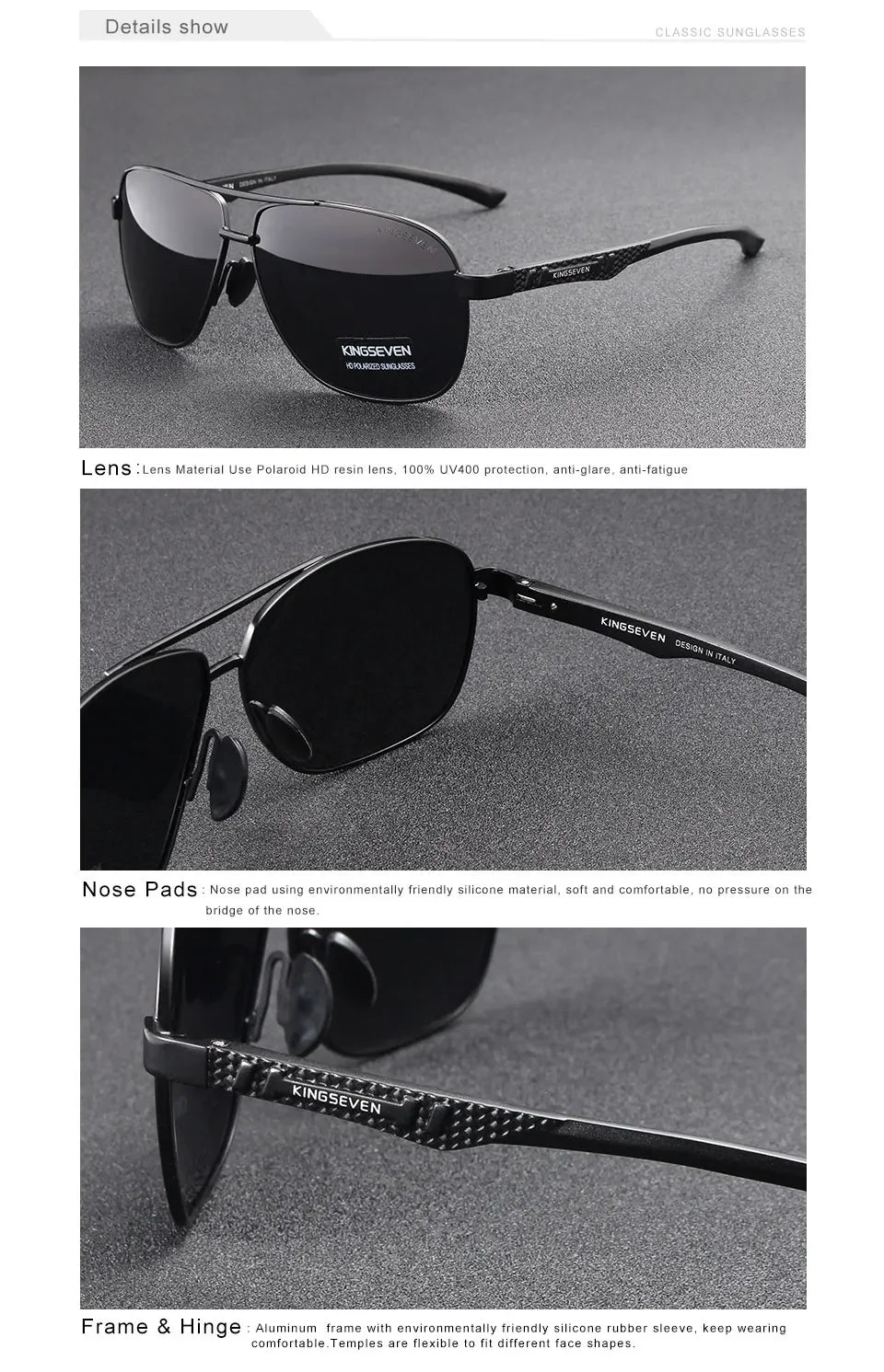 KINGSEVEN Polarized Aluminum Sunglasses