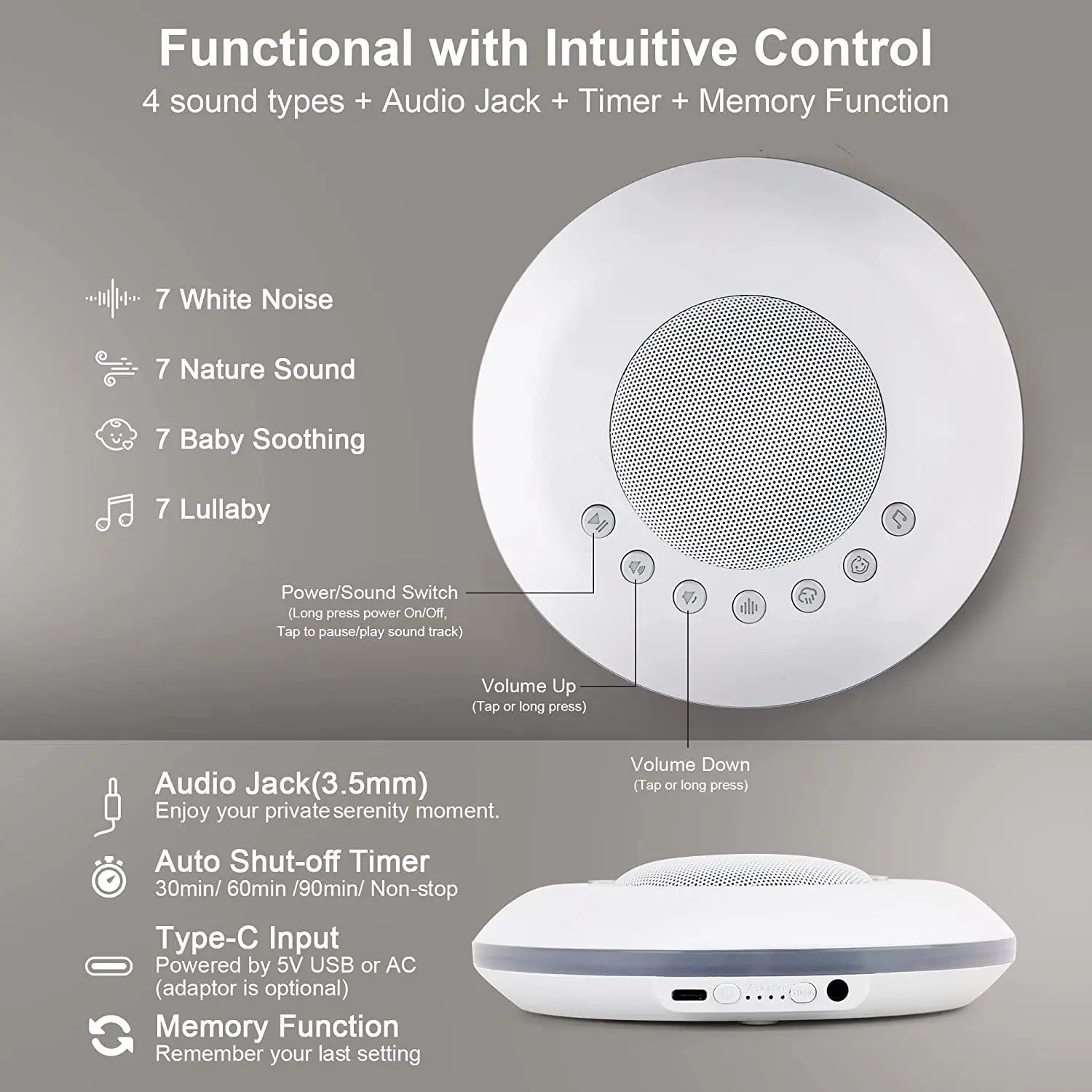 White Noise Sound Machine  with Built-in 28 Soothing Sounds