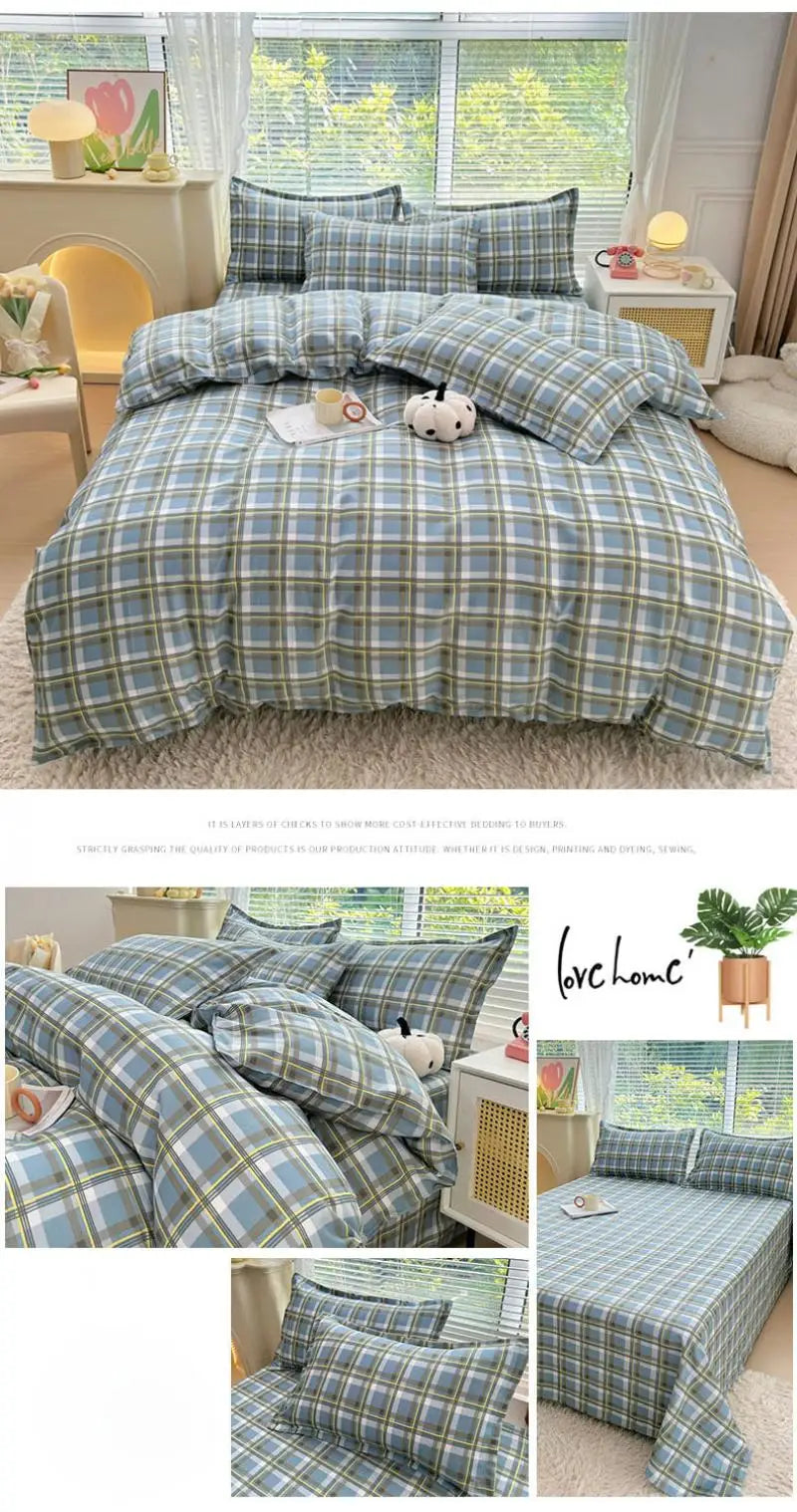 Nordic Thickened Brushed Bedding Sheet Sets Super Soft Skin Friendly Comforter Set Single Double Bed Linens for Four Seasons