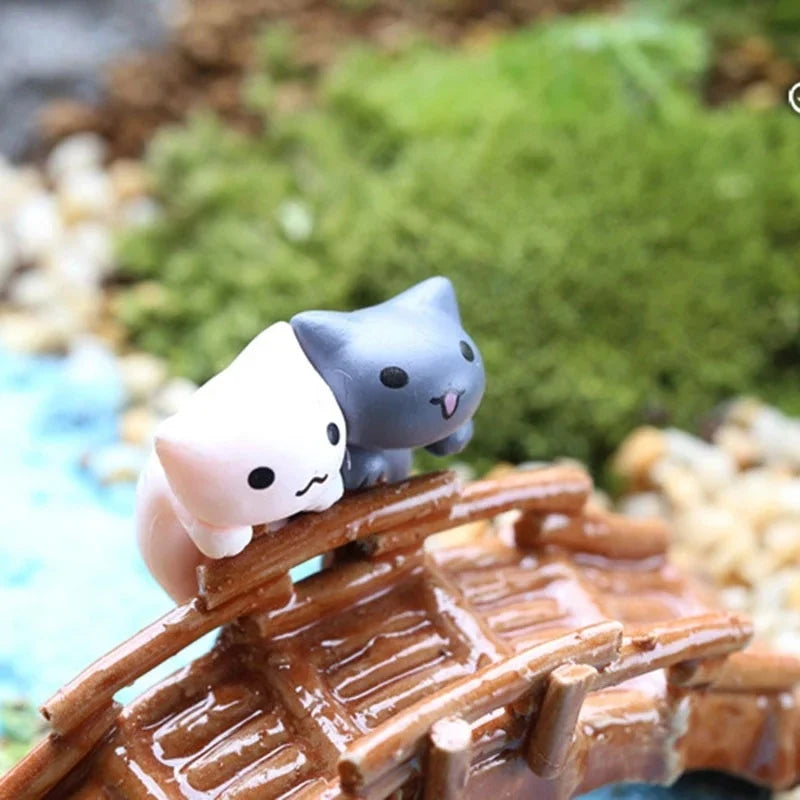6Pcs  Lucky Miniature Garden Hanging Cat