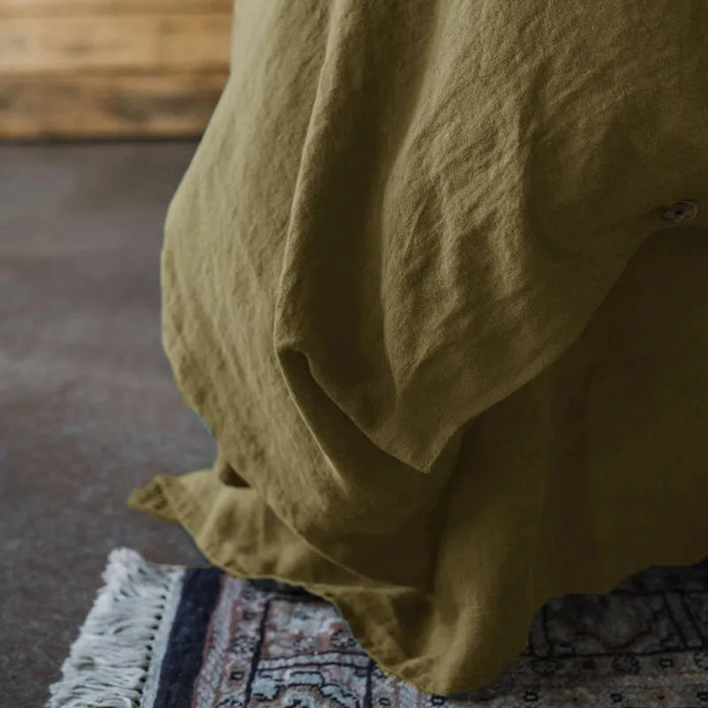 Pure Linen Bed Sheets Pillowcase Stone Washed France Linen Solid Color Breathable  Home Textiles Bedding