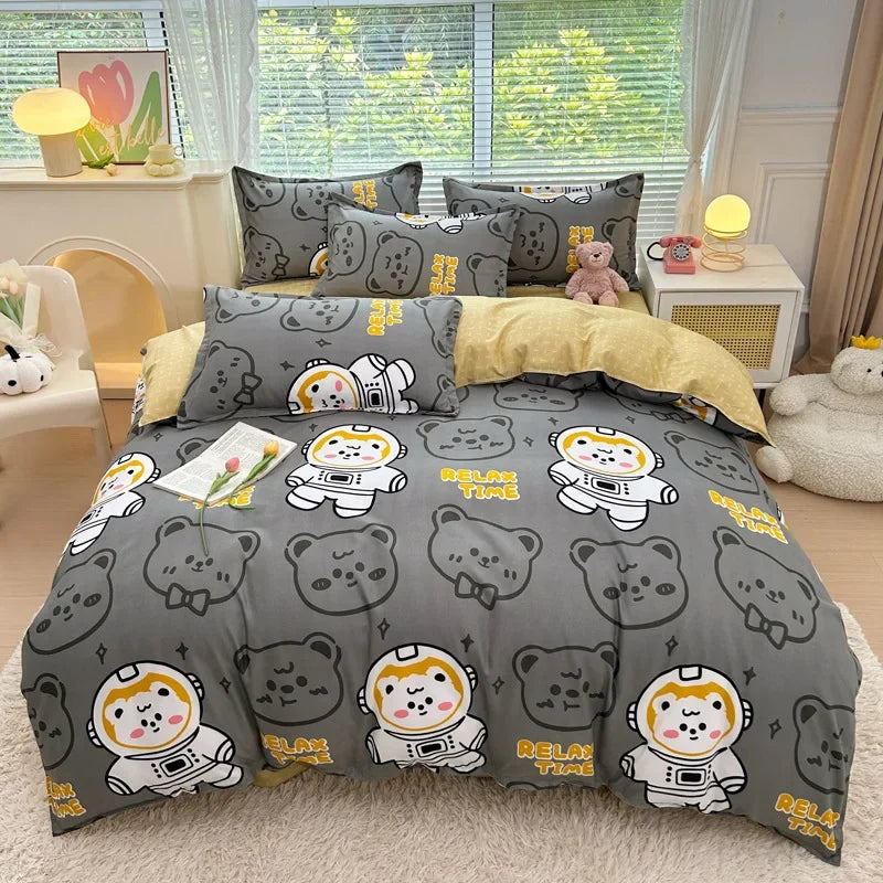 Nordic Thickened Brushed Bedding Sheet Sets Super Soft Skin Friendly Comforter Set Single Double Bed Linens for Four Seasons