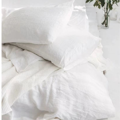 Pure Linen Bed Sheets Pillowcase Stone Washed France Linen Solid Color Breathable  Home Textiles Bedding