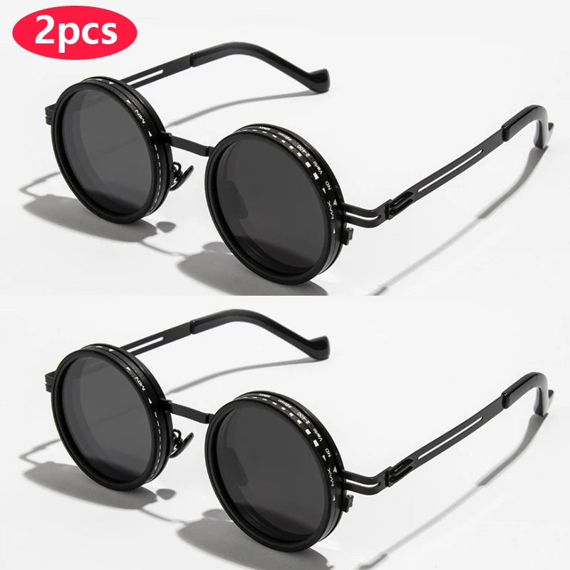 Polarized Round Sunglasses ND9 Adjustable Dimming Sun Glasses