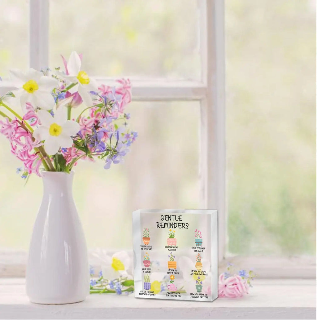 Positive Affirmations Gifts for Women, Gentle Reminders Sign, Psychology Therapist Office Decor Sign, Mental Health Desk Decor