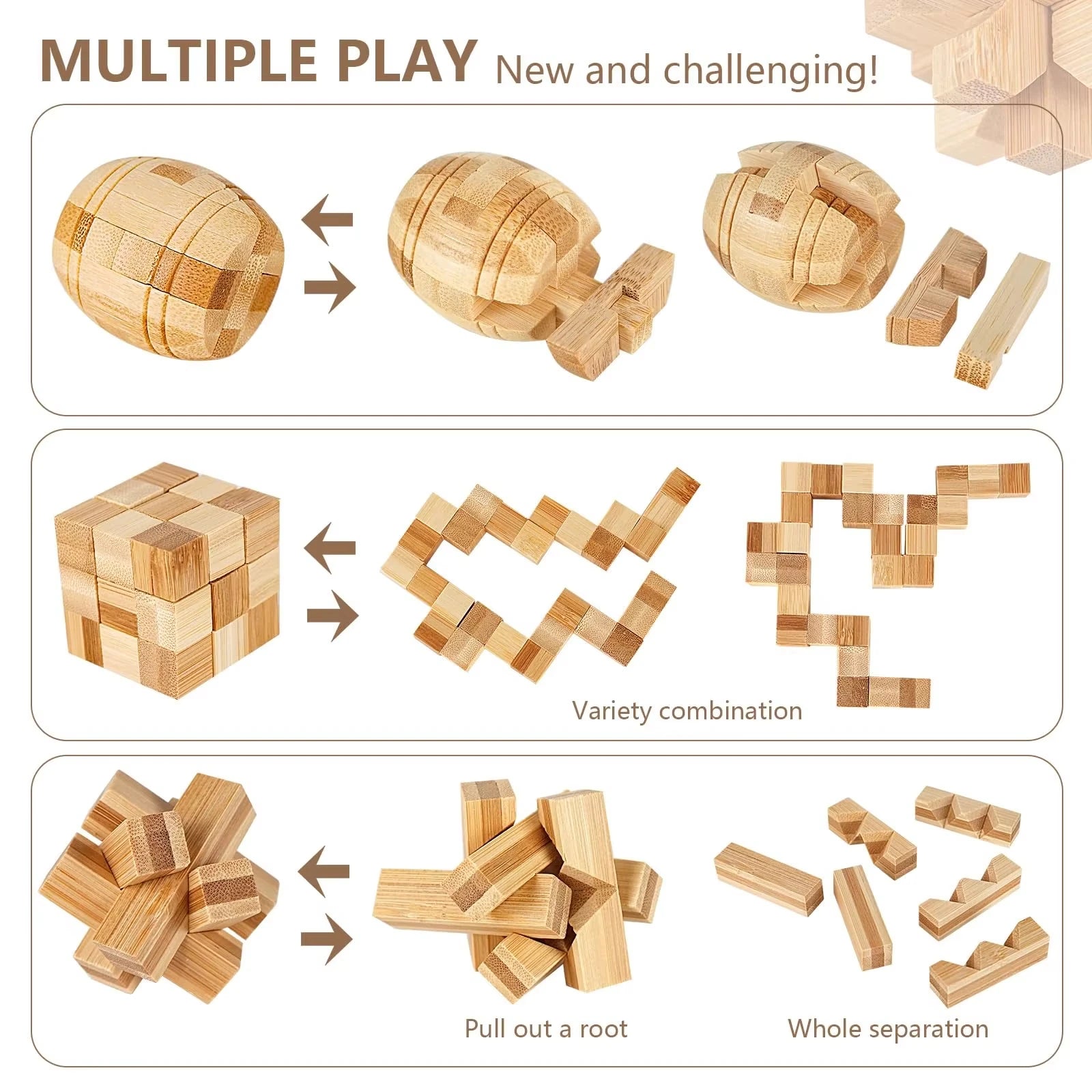 Wooden Brain Teasers Puzzle Games