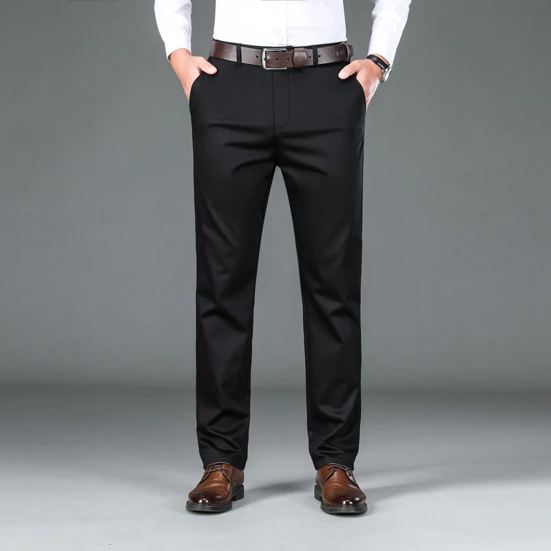 Bamboo Fiber Casual Pants Men Autumn New Straight Brand Business Trousers Male Fashion Classic Solid Color Pants
