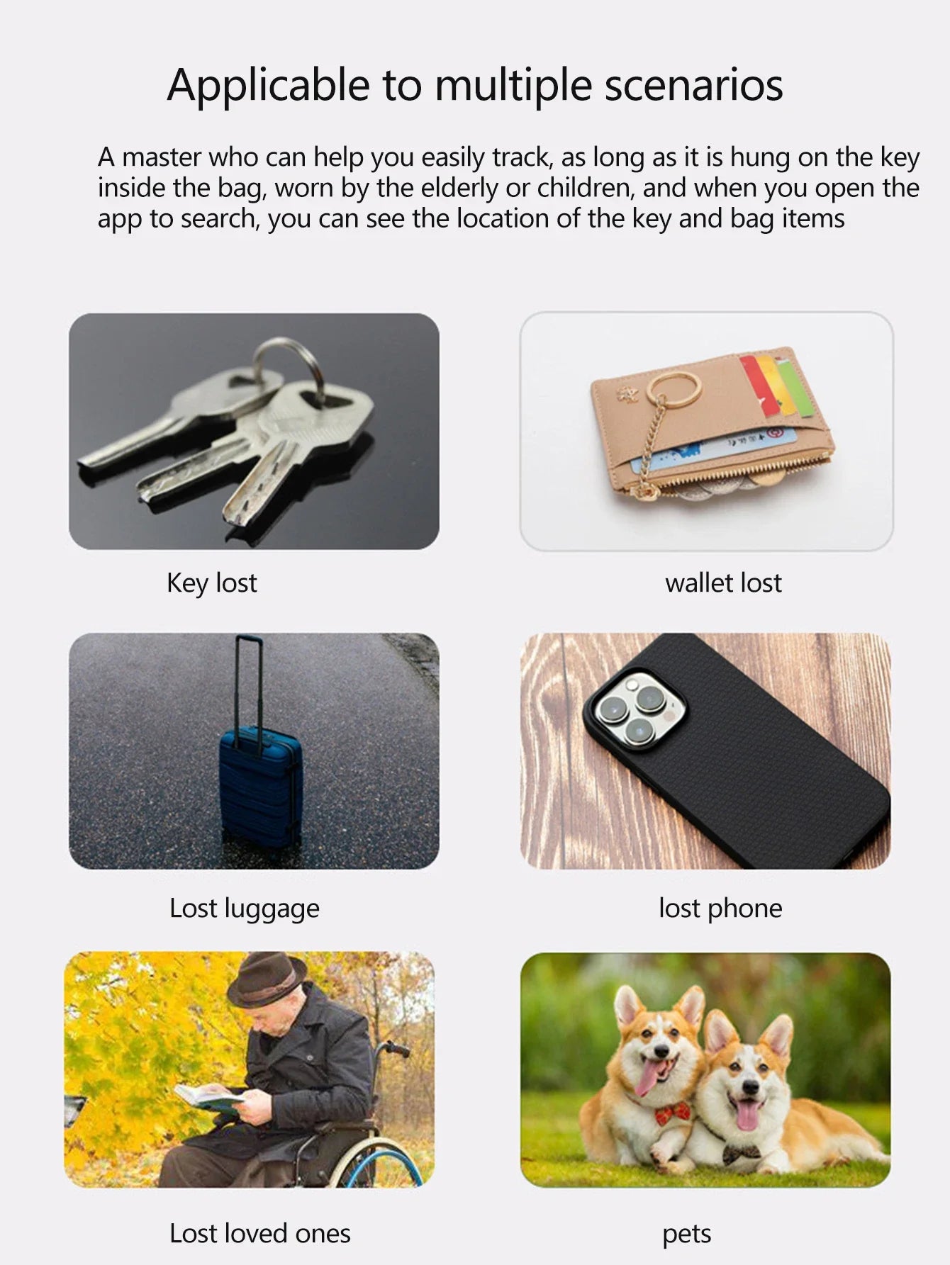 Smart Bluetooth GPS Anti - lose Tracker Sound locate msg reminder alarm For keys wallets kids pets APP tracking on iOS & Android