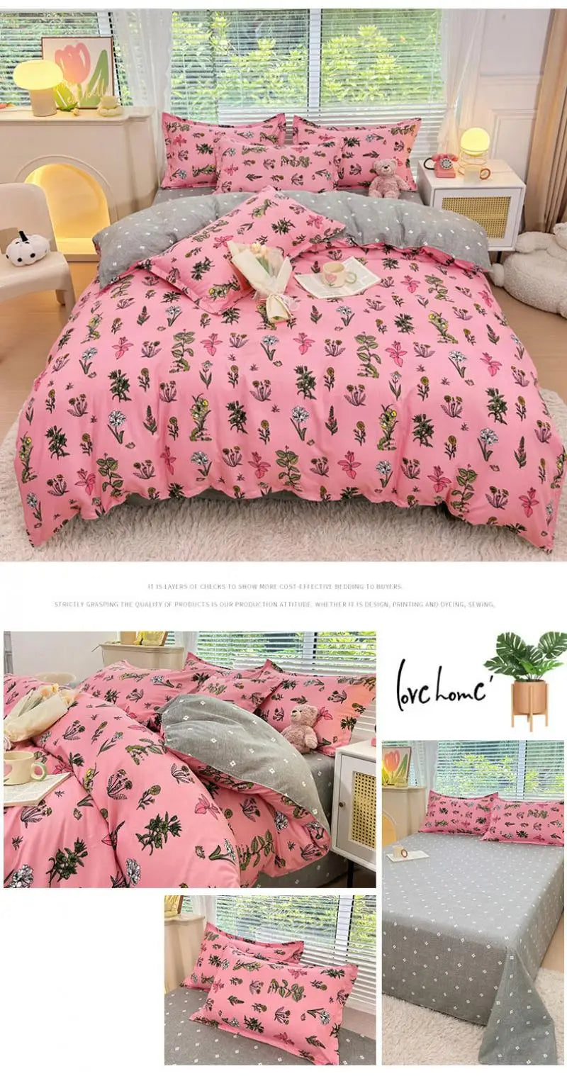 Nordic Thickened Brushed Bedding Sheet Sets Super Soft Skin Friendly Comforter Set Single Double Bed Linens for Four Seasons