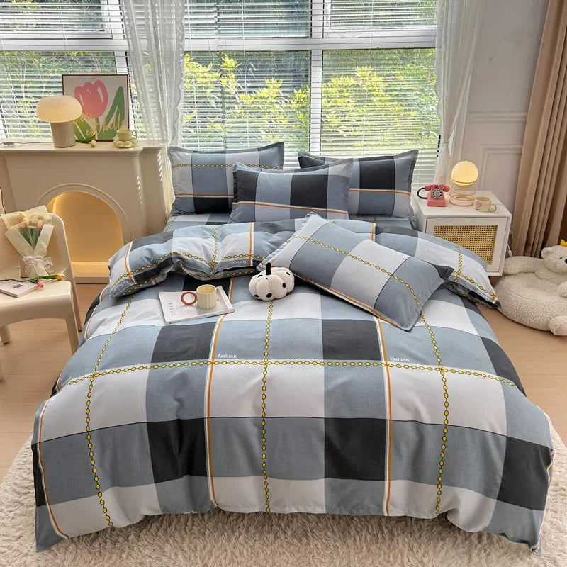 Nordic Thickened Brushed Bedding Sheet Sets Super Soft Skin Friendly Comforter Set Single Double Bed Linens for Four Seasons