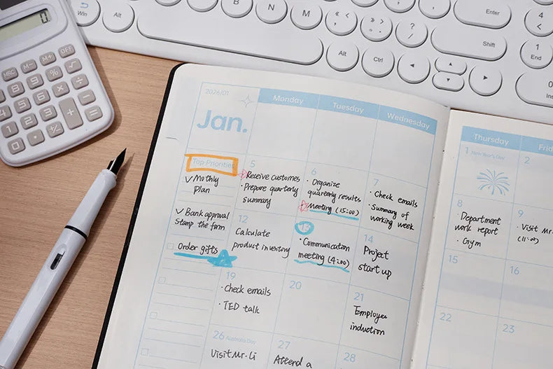 2026 Daily Planner - 365 Days Full Year Agenda with English Pages, A5 Schedule Organizer Notebook for Work & Personal Use