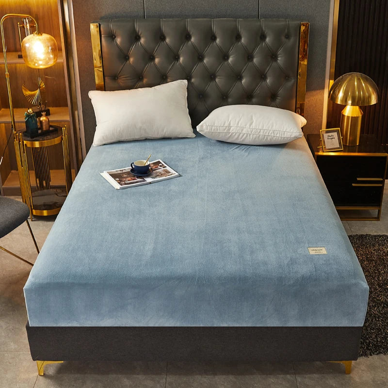 Super Soft Warm Flannel Solid Bed Fitted Sheet - Cozy Single or Double Bedding, Perfect for a Luxurious Night's Sleep