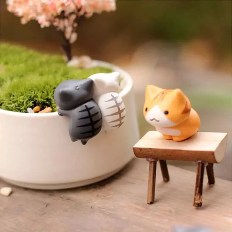 6Pcs  Lucky Miniature Garden Hanging Cat
