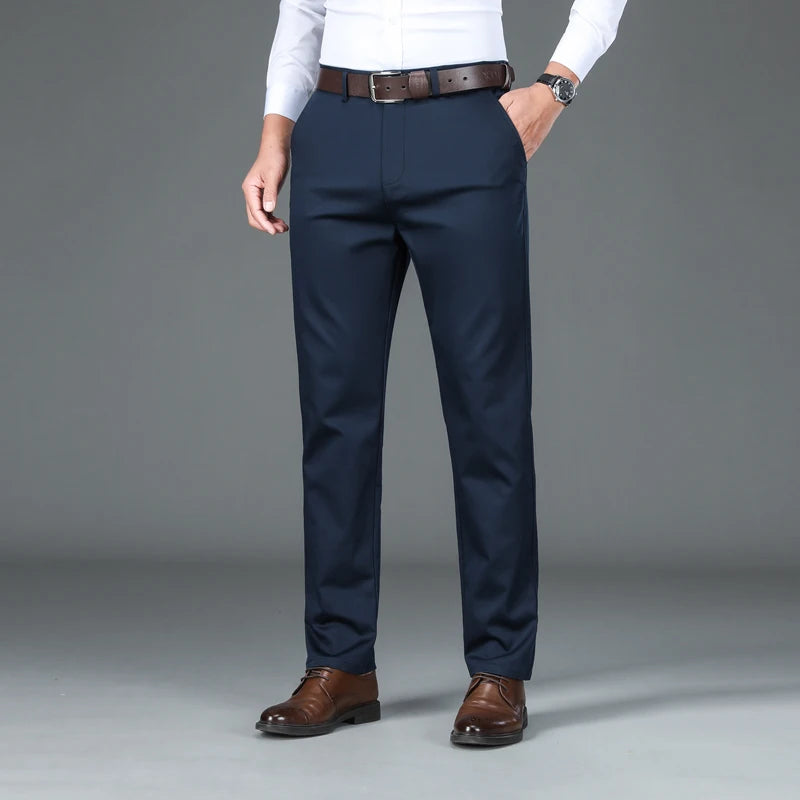 Bamboo Fiber Casual Pants Men Autumn New Straight Brand Business Trousers Male Fashion Classic Solid Color Pants