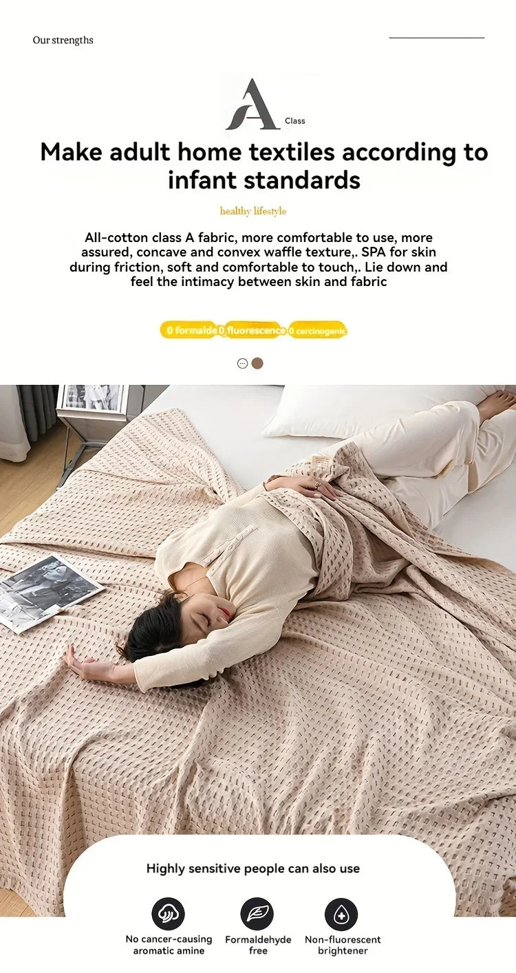 Soft Waffle Plaid Cotton Blanket for Bed Gauze Thin Towel Quilt Queen King Bedspread Blanket Throw Bed Sofa Cover Bedding
