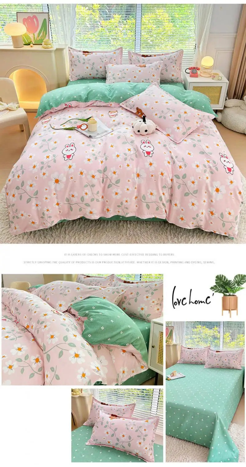 Nordic Thickened Brushed Bedding Sheet Sets Super Soft Skin Friendly Comforter Set Single Double Bed Linens for Four Seasons