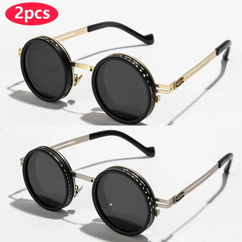 Polarized Round Retro Punk Sunglasses