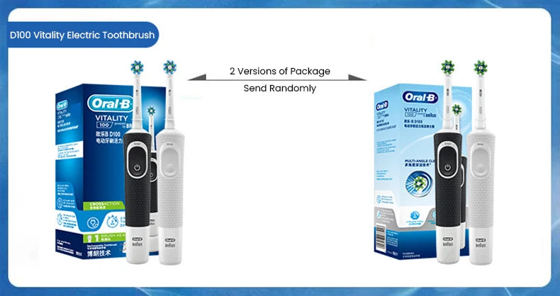 Oral B D100 Electric Toothbrush 2D Vitality Cleaning Teeth Brush Waterproof Electronic Teeth Brush Inductive Charger With Timer