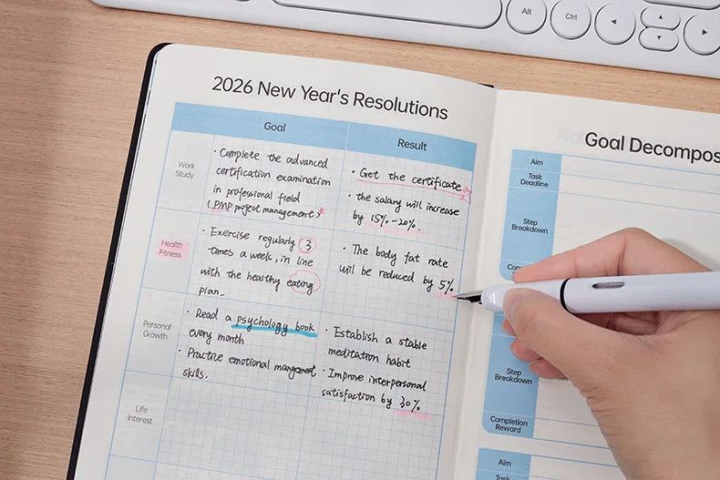 2026 Daily Planner - 365 Days Full Year Agenda with English Pages, A5 Schedule Organizer Notebook for Work & Personal Use