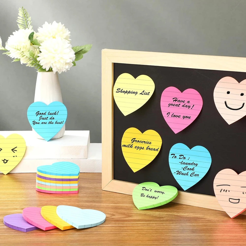 Sticky Notes Notepad - 8 pads/Colors - Heart Shaped