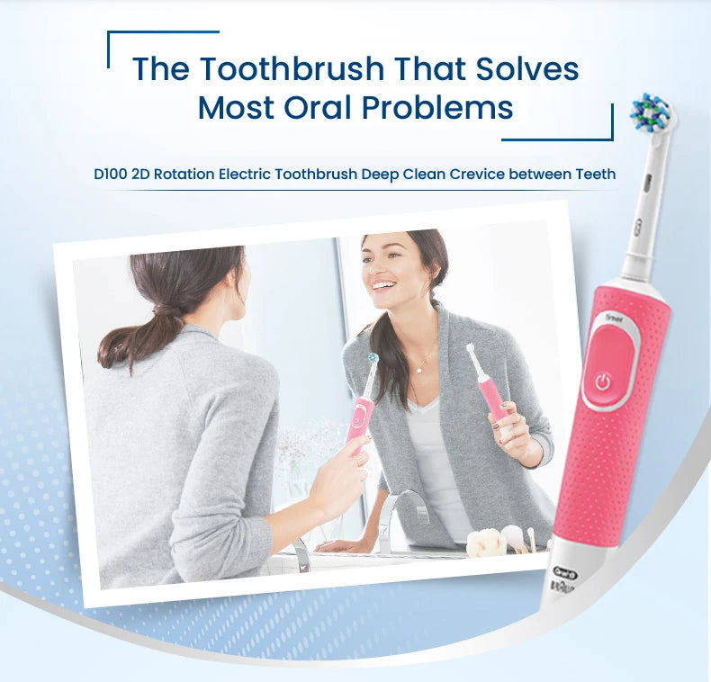 Oral B D100 Electric Toothbrush 2D Vitality Cleaning Teeth Brush Waterproof Electronic Teeth Brush Inductive Charger With Timer