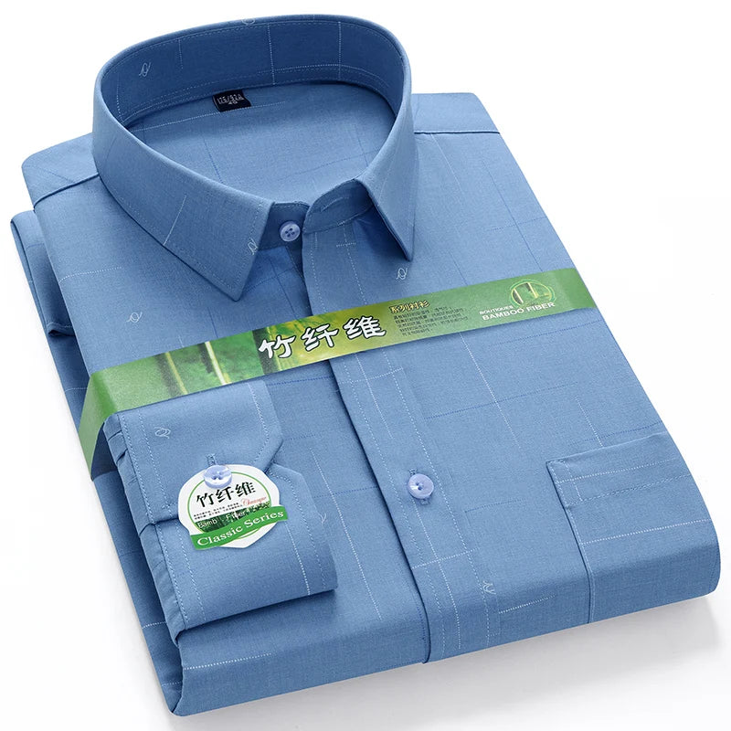 Men's Anti-wrinkle Bamboo Fiber Long Sleeve Shirt - Regular Fit